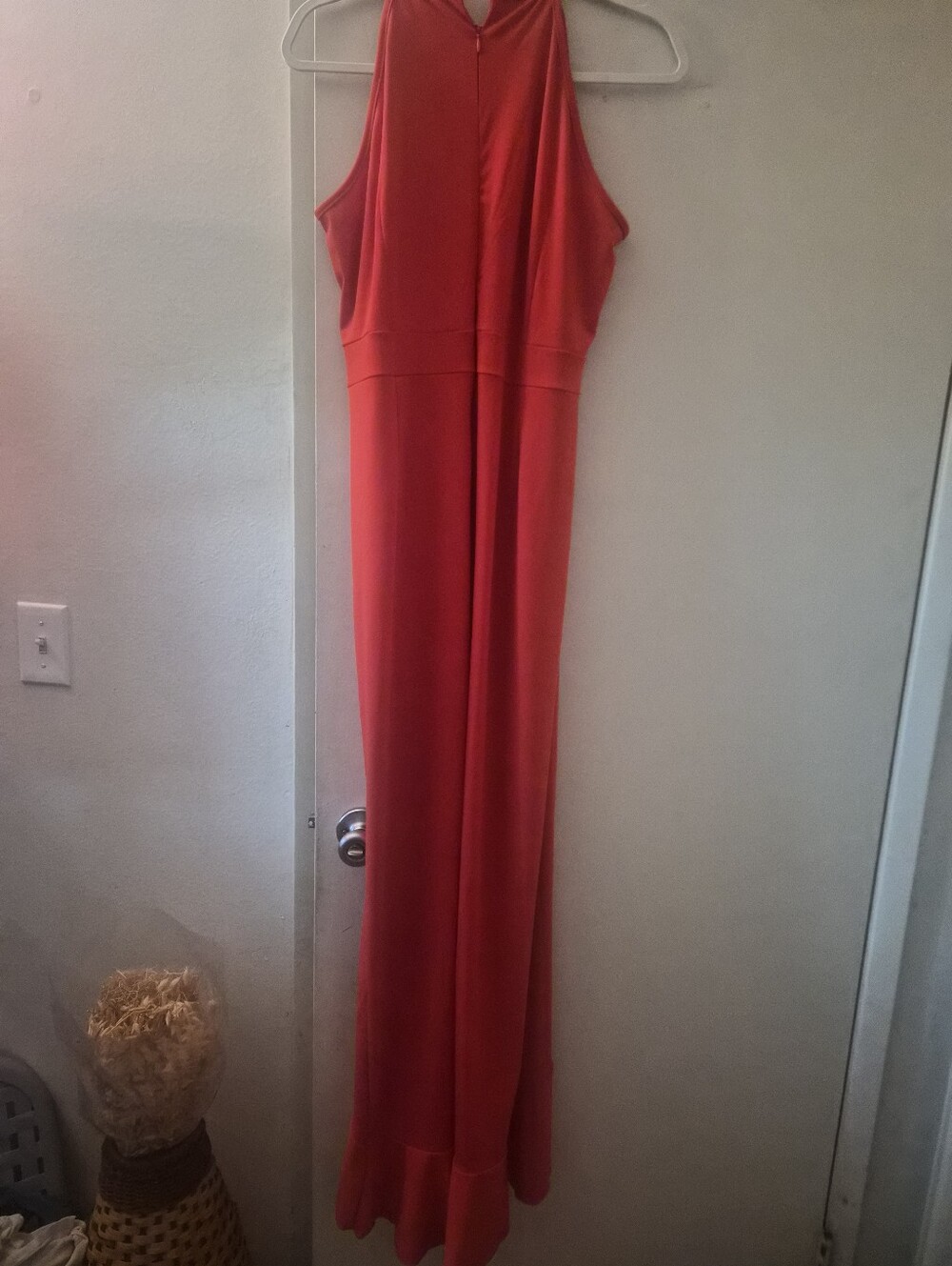 Red Halter Ruffle Maxi Dress - Picture 2 of 4